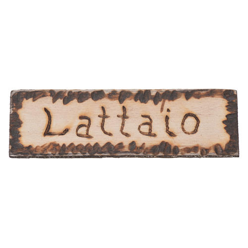 Szyld Lattaio z drewna do szopki 2.5x9 cm 1