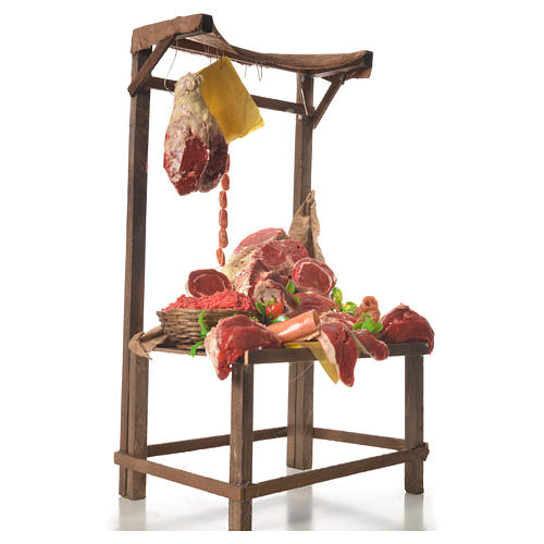Nativity meat and cured meat stall, 41x28x15cm 4
