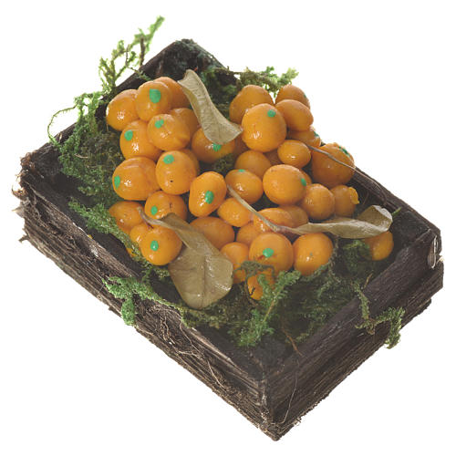 Obstkiste orange aus Wachs für 20/24cm-große Krippenfiguren 2