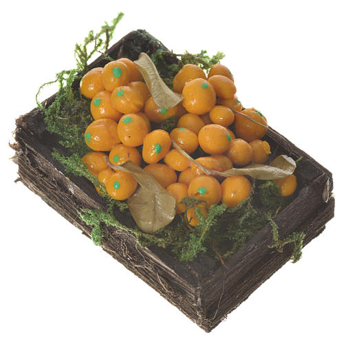Skrzynka owoce pomarańczowe wosk figury szopka 20-24 cm 2