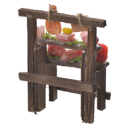 Nativity butcher stall in wax 8.5x7x4cm 3