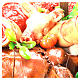Nativity roast pork seller stall in wax 52x38x20cm s6