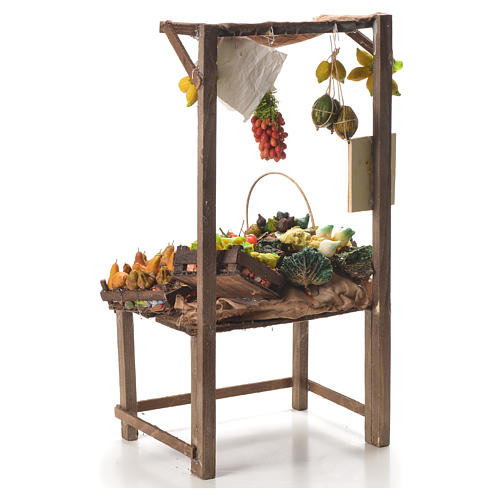 Nativity stall with fruit in wax 41x22x15cm 3