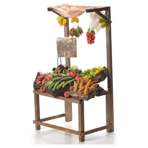 Banca vendedor fruta e legumes cera presépio 41x22x15 cm 2
