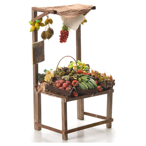 Banca vendedor fruta e legumes cera presépio 41x22x15 cm 4