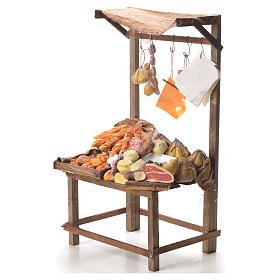 Nativity stall with bread, cheese, meat in wax 40x21x15cm