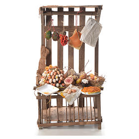 Aliments en miniature: Banc charcuterie cire pour crèche 41x25x16 cm