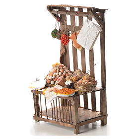 Aliments en miniature: Banc charcuterie cire pour crèche 41x25x16 cm