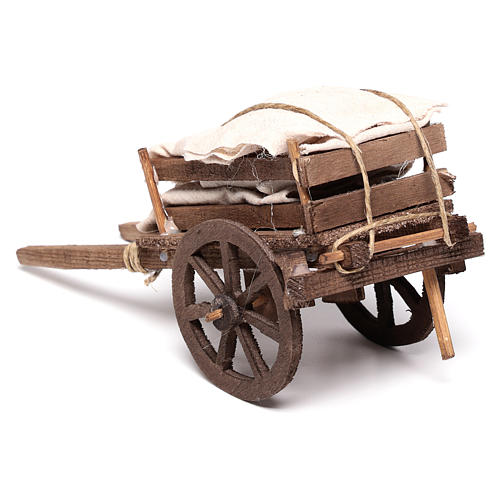 Cart with sacks, Neapolitan nativity 18x6cm 2