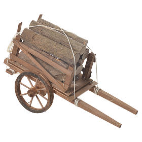 Cart with wood, Neapolitan nativity 18x6cm