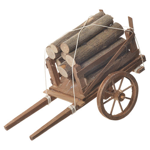 Cart with wood, Neapolitan nativity 18x6cm 1