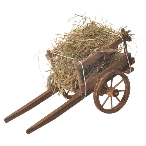 Cart with hay, Neapolitan nativity 18x6cm 1