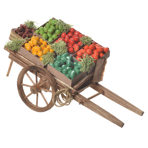 Neapolitan nativity accessory, boxed fruit cart 18x6cm 2