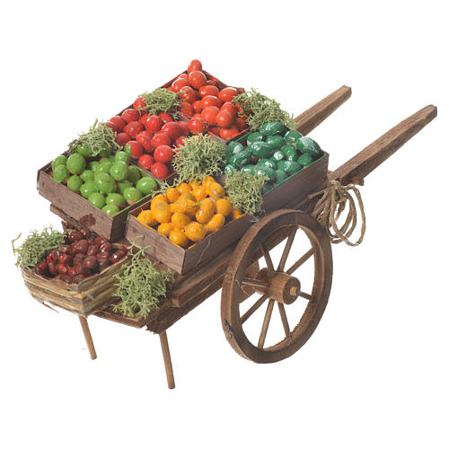 Neapolitan nativity accessory, boxed fruit cart 18x6cm 3