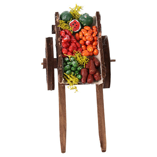 Neapolitan nativity accessory, loose fruit cart 18x6cm 3