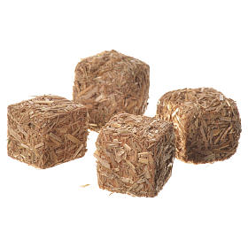 Hay bales for nativities, set of 4 2x2x2.5cm