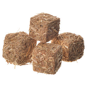 Hay bales for nativities, set of 4 2x2x2.5cm