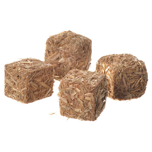 Hay bales for nativities, set of 4 2x2x2.5cm 2
