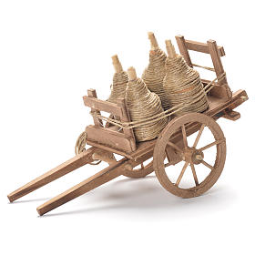 Cart with demijohns, Neapolitan Nativity 10x18x8cm