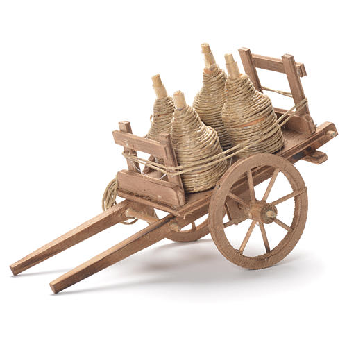 Cart with demijohns, Neapolitan Nativity 10x18x8cm 1