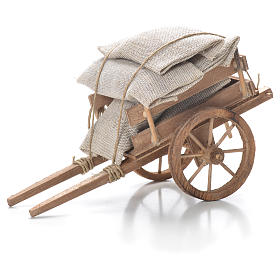 Cart with sacks, Neapolitan Nativity 10x18x8cm
