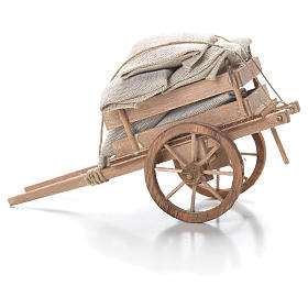 Cart with sacks, Neapolitan Nativity 10x18x8cm