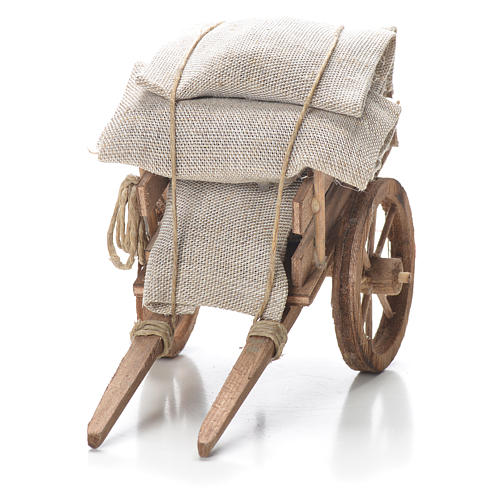 Cart with sacks, Neapolitan Nativity 10x18x8cm 4