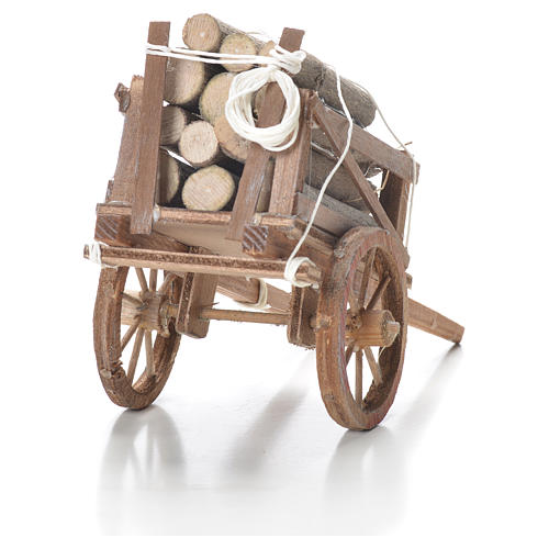 Carro con legname presepe napoletano 10x18x8 cm 3