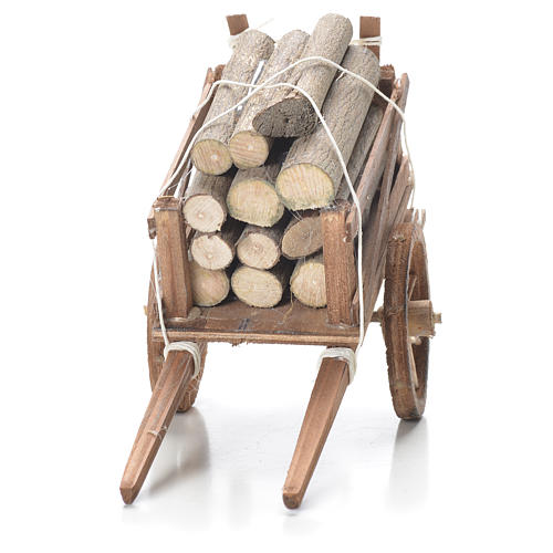 Carro con legname presepe napoletano 10x18x8 cm 4