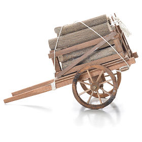Cart with wood, Neapolitan Nativity 10x18x8cm