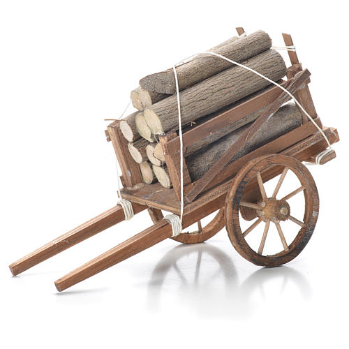 Cart with wood, Neapolitan Nativity 10x18x8cm 1
