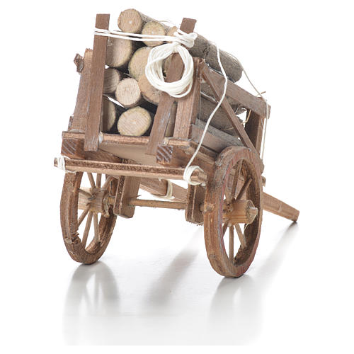 Cart with wood, Neapolitan Nativity 10x18x8cm 3