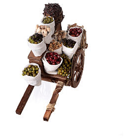Cart with dried fruit sacks, Neapolitan Nativity 10x18x8cm