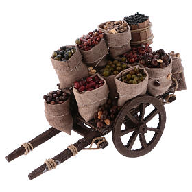 Belén napolitano: Carro con sacos de frutos secos belén Nápoles 10x18x8 cm Belén napolitano: Carro con sacos de frutos secos belén Nápoles 10x18x8 cm