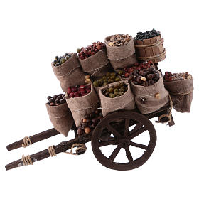 Belén napolitano: Carro con sacos de frutos secos belén Nápoles 10x18x8 cm Belén napolitano: Carro con sacos de frutos secos belén Nápoles 10x18x8 cm