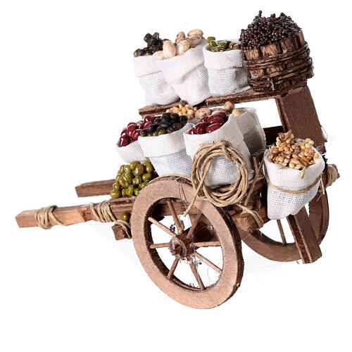 Cart with dried fruit sacks, Neapolitan Nativity 10x18x8cm 4