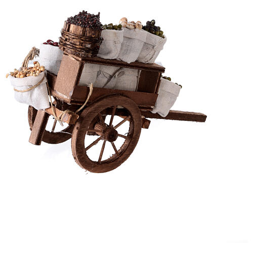 Cart with dried fruit sacks, Neapolitan Nativity 10x18x8cm 5