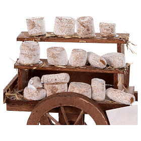Cart with cheeses, Neapolitan Nativity 10x18x8cm