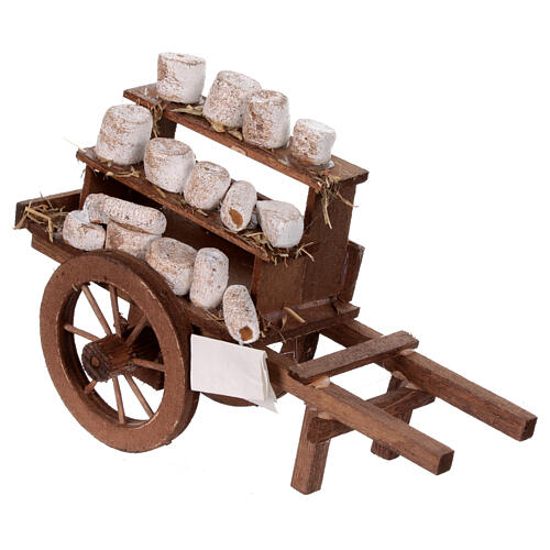 Cart with cheeses, Neapolitan Nativity 10x18x8cm 1
