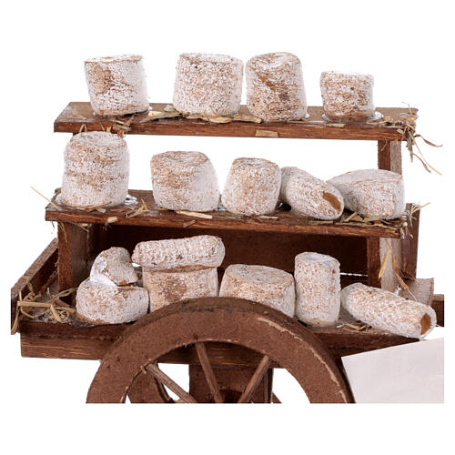 Cart with cheeses, Neapolitan Nativity 10x18x8cm 2