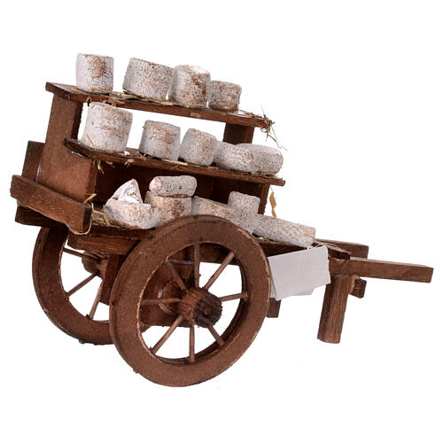 Wóz z serami szopka z Neapolu 10x18x8 cm 4