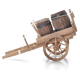 Cart with casks, Neapolitan Nativity 10x18x8cm