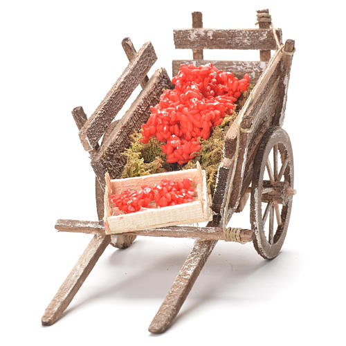 Cart with tomatoes, Neapolitan Nativity 12x20x8cm 4