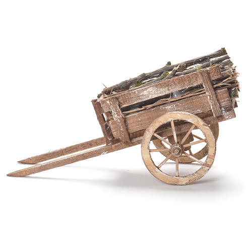 Wooden cart, Neapolitan Nativity 12x20x8cm 2