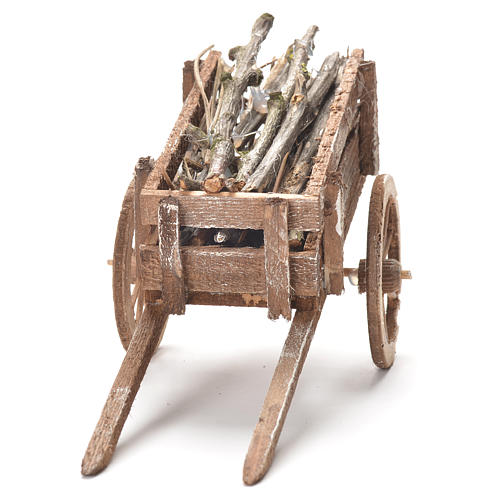Wooden cart, Neapolitan Nativity 12x20x8cm 4