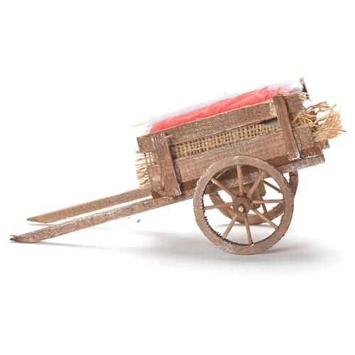 Cart with fabrics, Neapolitan Nativity 12x20x8cm 2