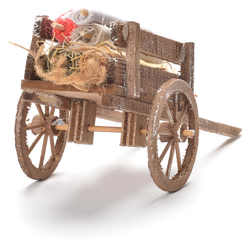 Cart with fabrics, Neapolitan Nativity 12x20x8cm 3