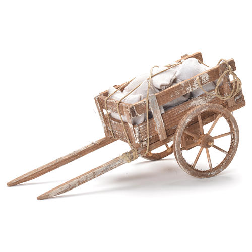 Cart with sacks, Neapolitan Nativity 12x20x8cm 1