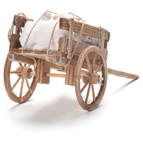 Cart with sacks, Neapolitan Nativity 12x20x8cm 3