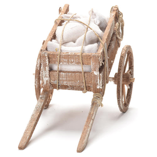 Cart with sacks, Neapolitan Nativity 12x20x8cm 4